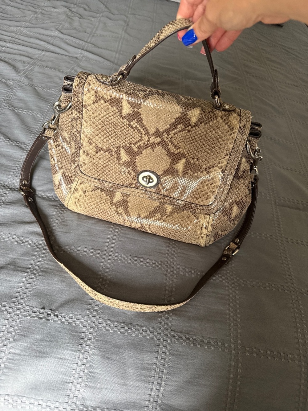 Coach Park Exotic Python Leather Flap Bag, style F24392